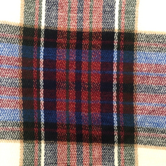 Multi-Color Plaid Fringe Trim Scarf - Picture 3 of 4